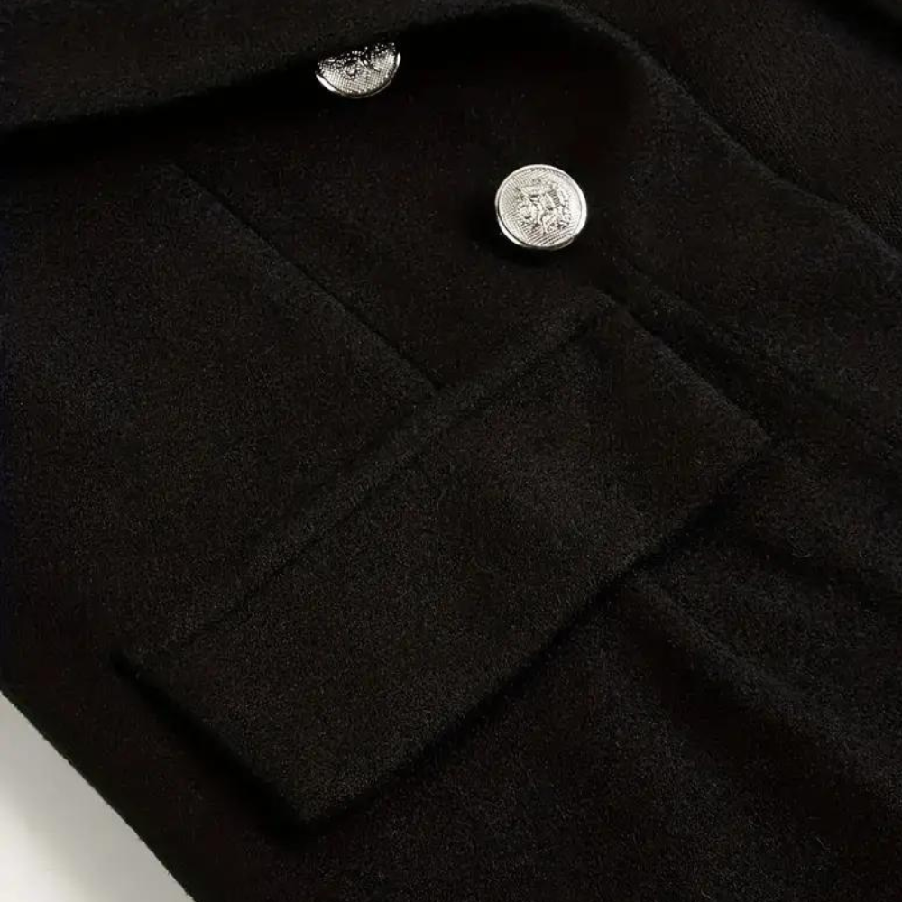 Militaire Stijl Blazer met Gouden Knopen