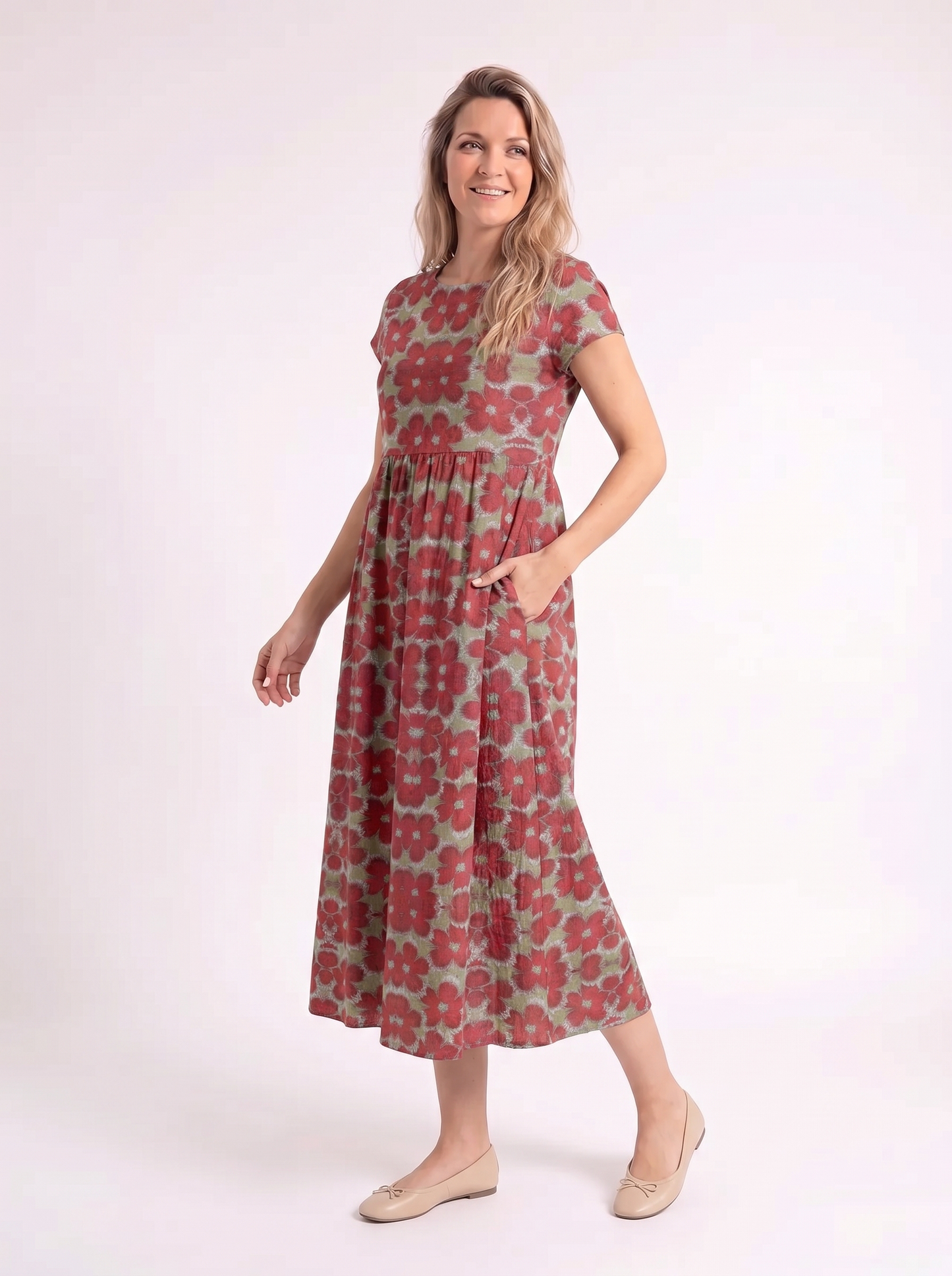 Fleur – Print Jurk Rood