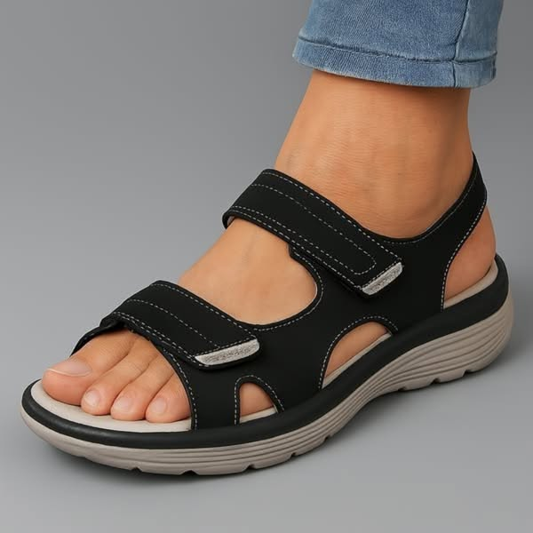 Zijaanzicht van de Luvita sandaal, toont de comfortabele zool
