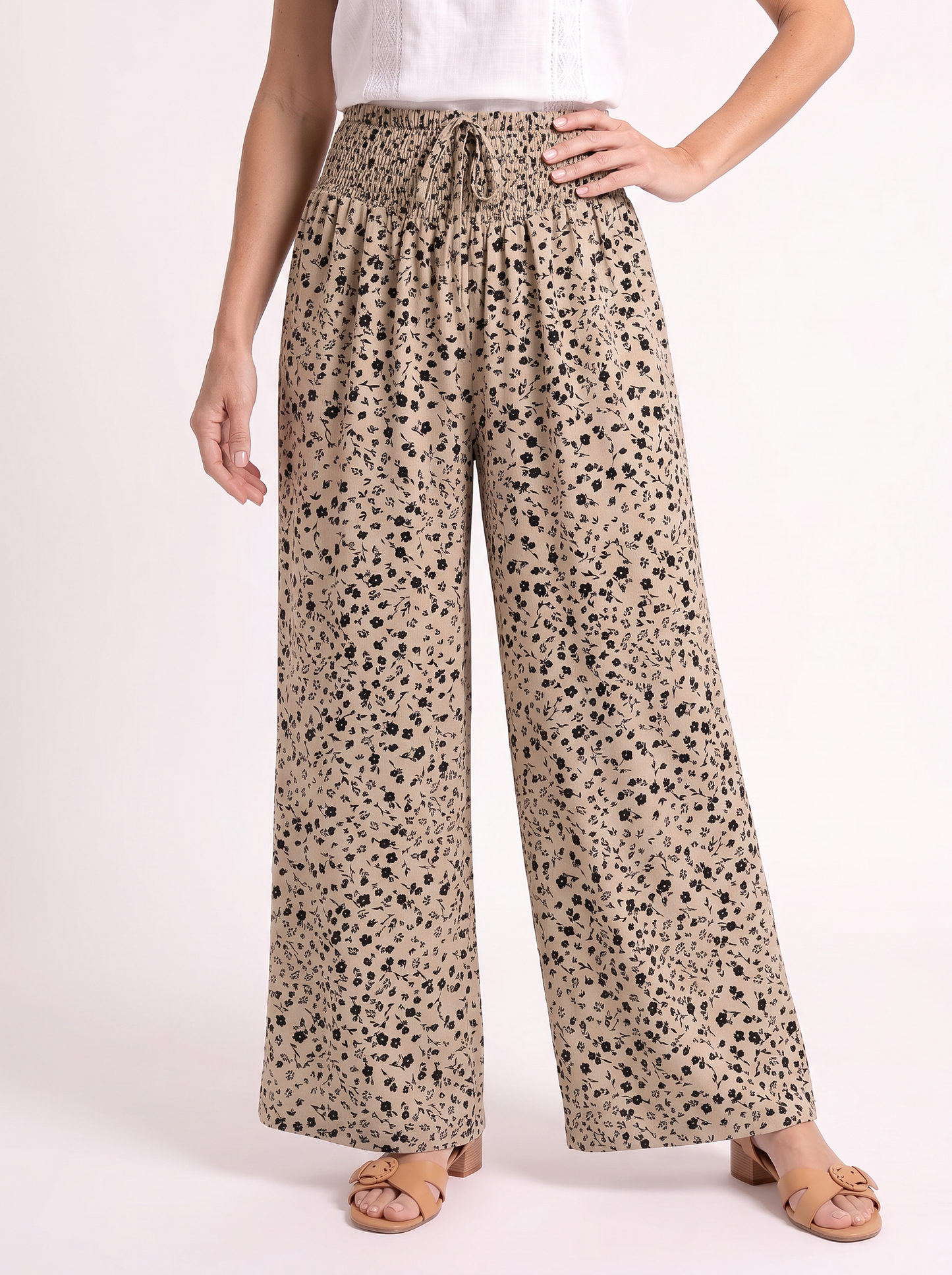 Fleur – Vrouwelijke Bloemenprint Wijde Broek