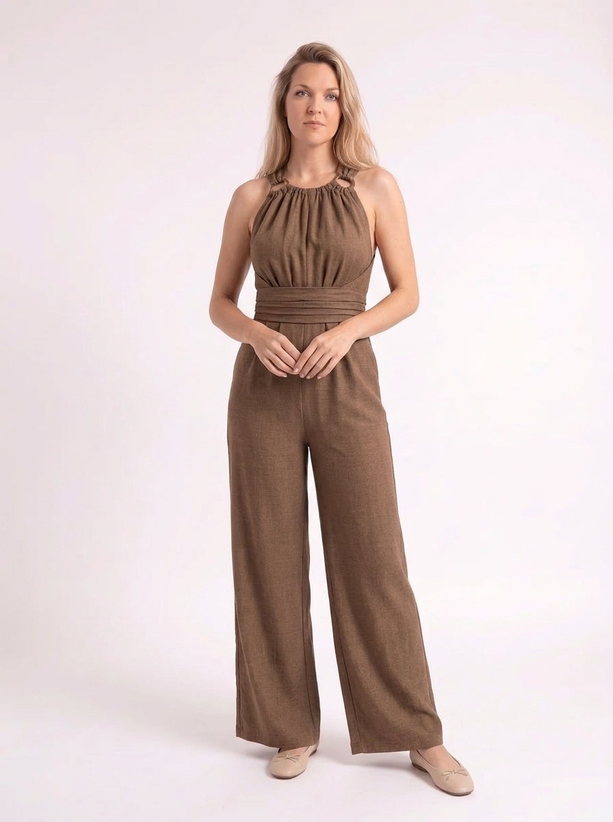 Fenna – Verfijnde Linnen Halter Jumpsuit
