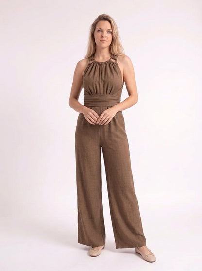 Fenna – Verfijnde Linnen Halter Jumpsuit