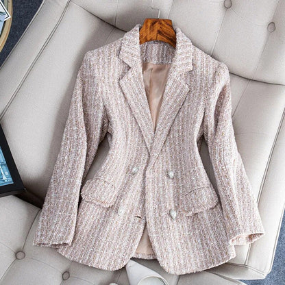 Elegante Tweed Blazer met Getailleerde Pasvorm