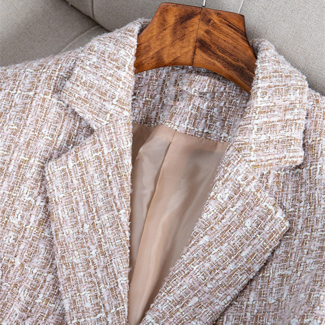 Elegante Tweed Blazer met Getailleerde Pasvorm