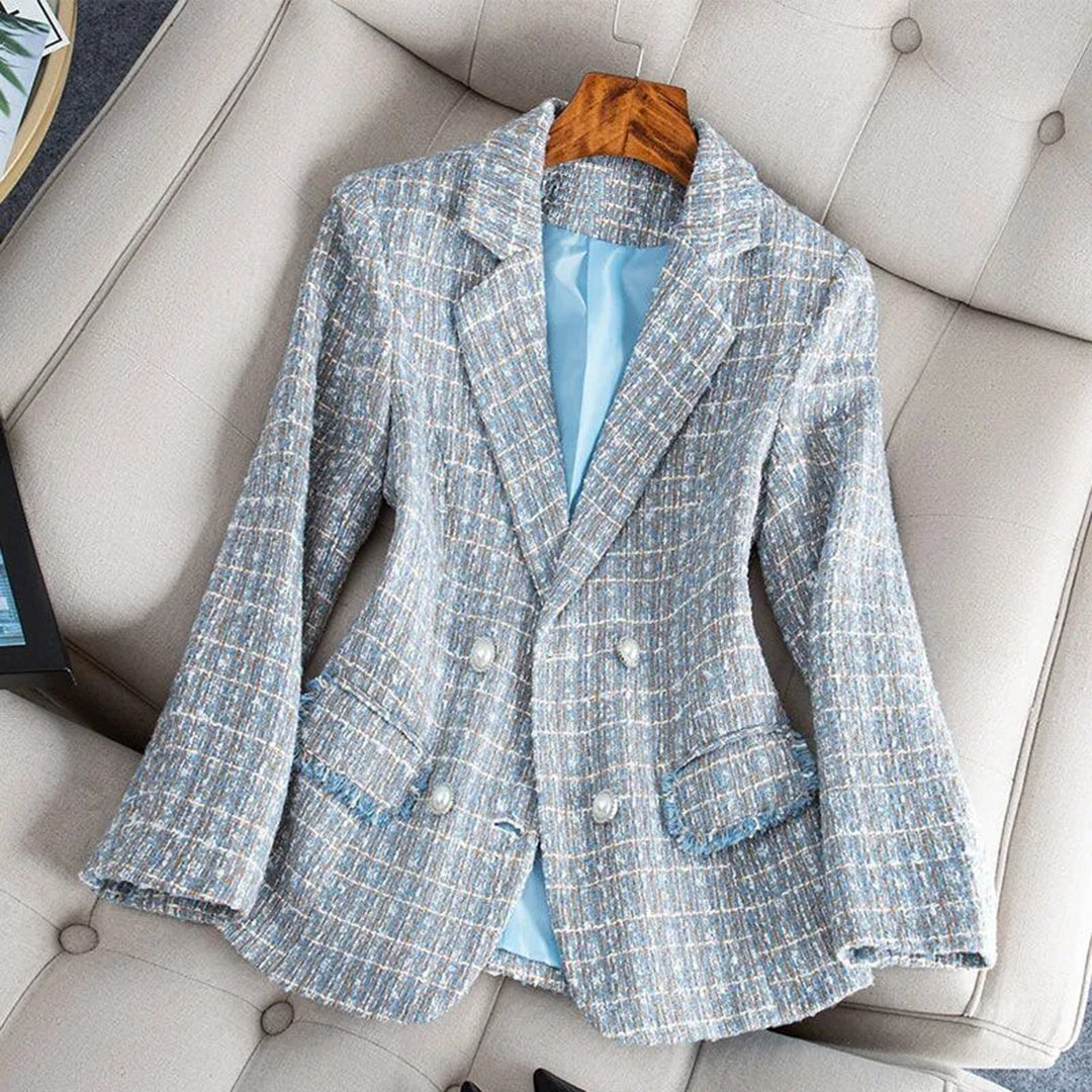 Elegante Tweed Blazer met Getailleerde Pasvorm