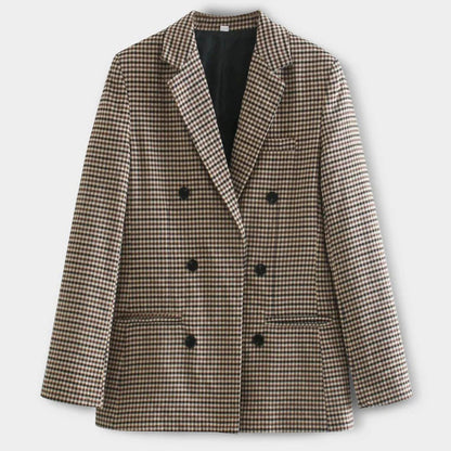 Geruite Blazer met Dubbele Knopen en Getailleerde Pasvorm