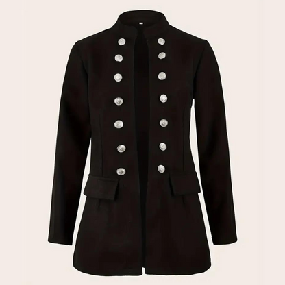 Militaire Stijl Blazer met Gouden Knopen