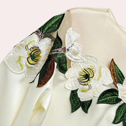 Elegante Off Shoulder Blouse met Bloemenborduursel