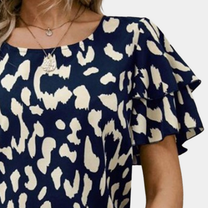 Casual Blouse met Print en Korte Mouwen