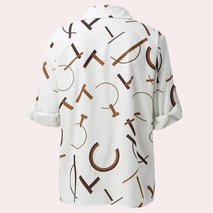 Bedrukte Blouse met Knopen en Korte Mouwen