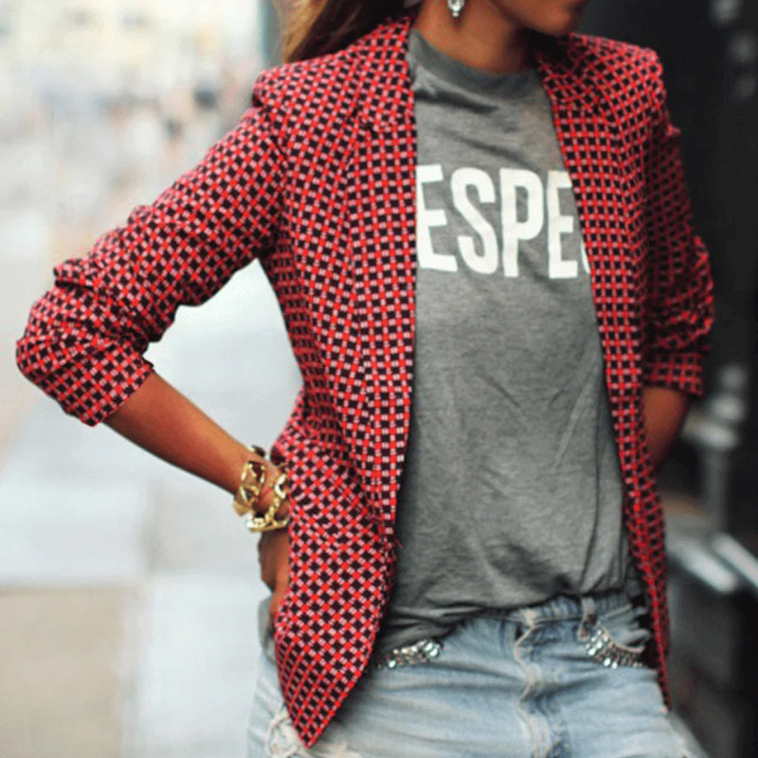 Geprinte Blazer met Getailleerde Pasvorm en Trendy Look