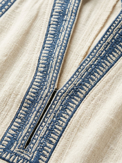Noor – Elegante Linnen Jumpsuit met Geborduurd Detail