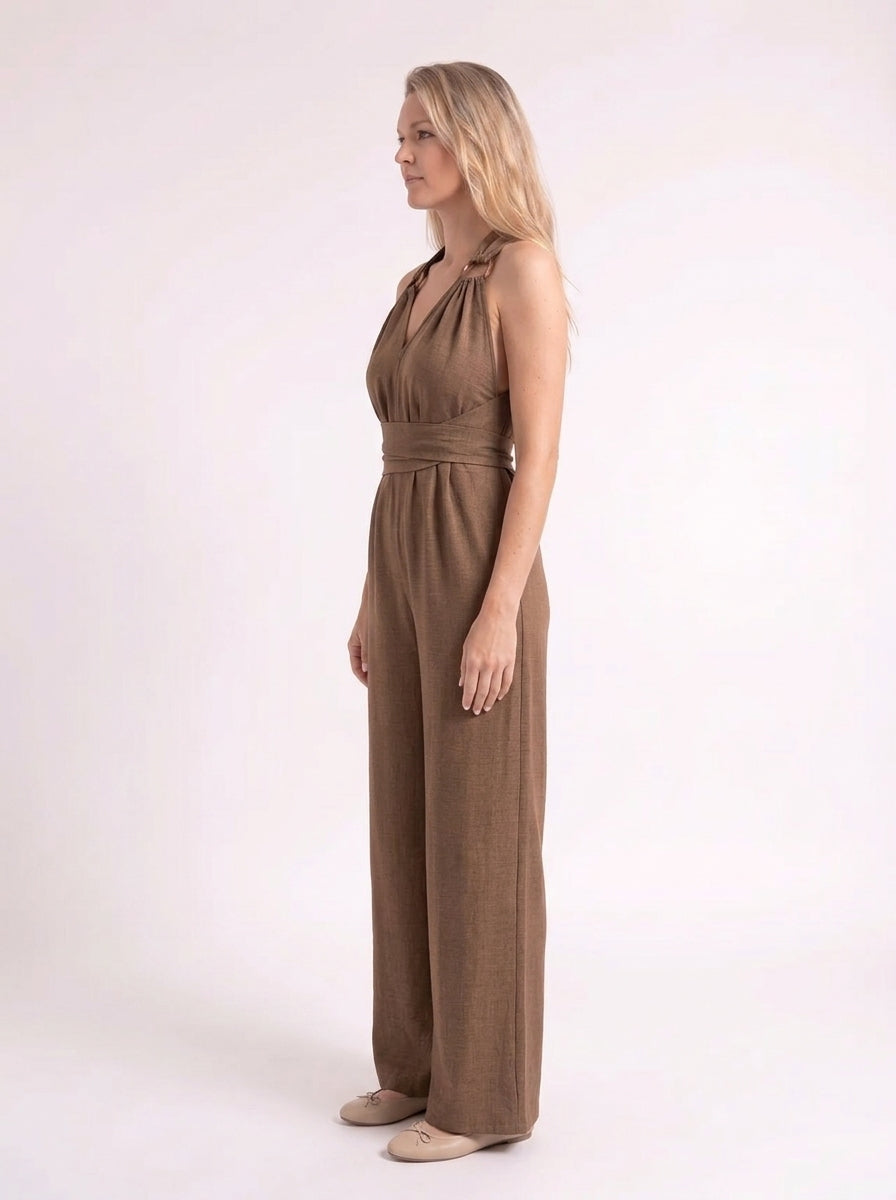 Fenna – Verfijnde Linnen Halter Jumpsuit