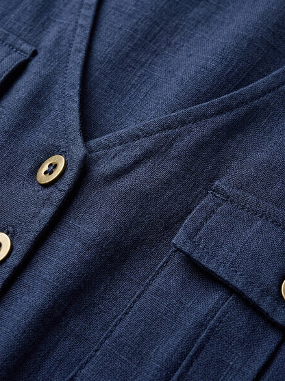 Fleur – Stijlvolle Linnen Cargo Jumpsuit