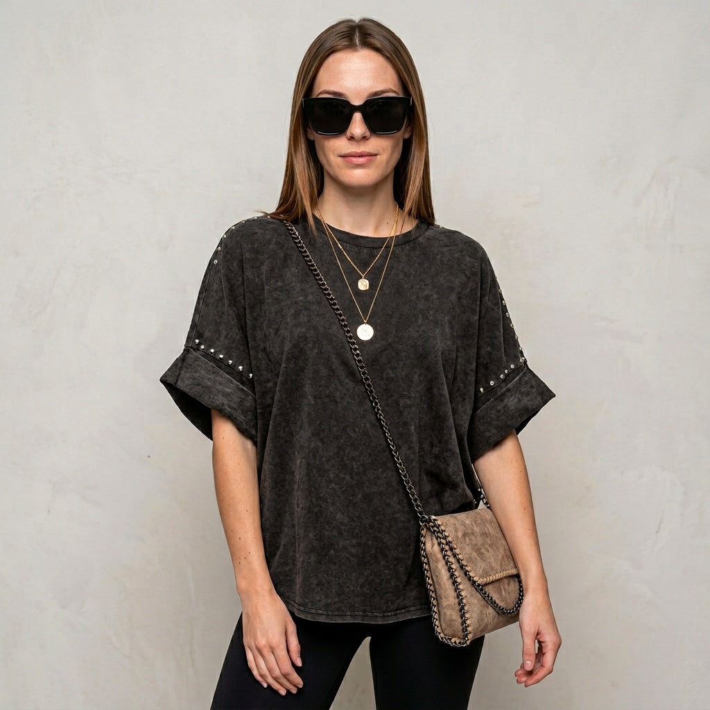 Oversized T Shirt met Stud Details