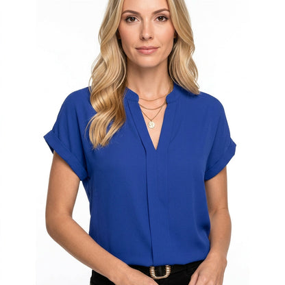 Elegante Blouse met Korte Mouwen en V Hals