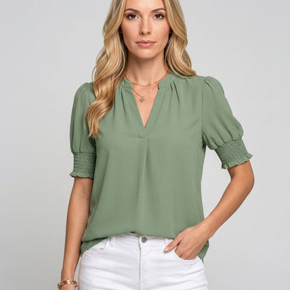 Luchtige V Hals Blouse voor Elegante Zomerstijl