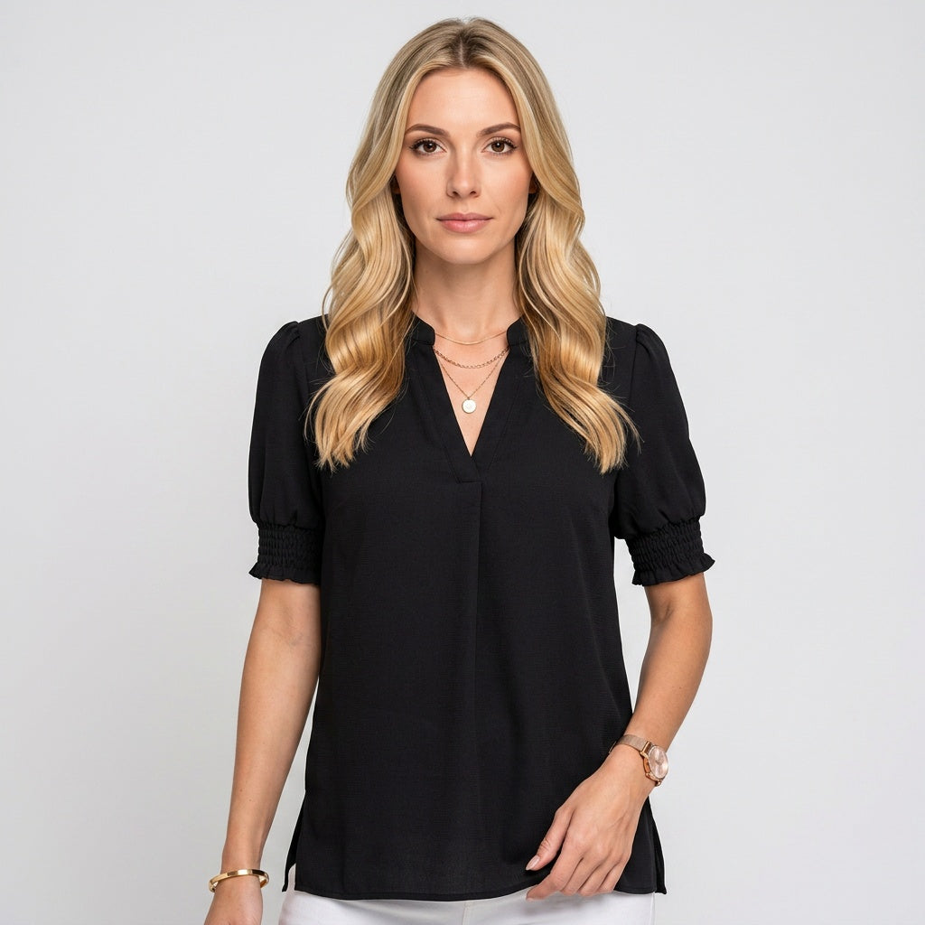Luchtige V Hals Blouse voor Elegante Zomerstijl
