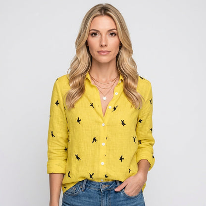 Casual Blouse met Print en V Hals voor Trendy Look