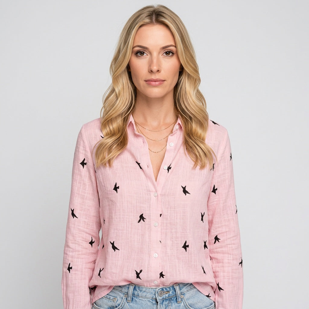 Casual Blouse met Print en V Hals voor Trendy Look