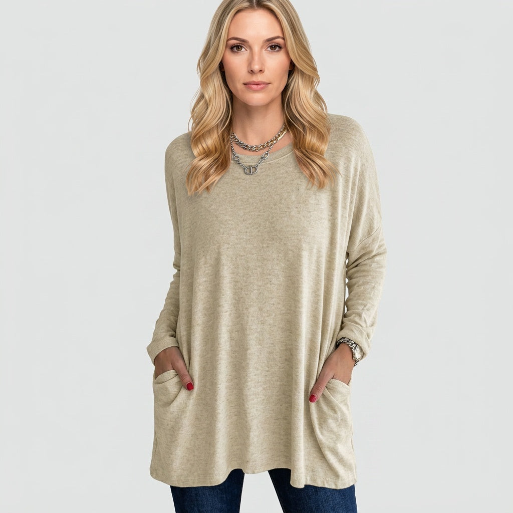 Oversized Tuniek met Lange Mouwen en Comfortabele Pasvorm