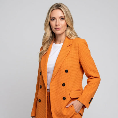 Dubbelrijige Blazer met Structuur voor Stijlvolle Look