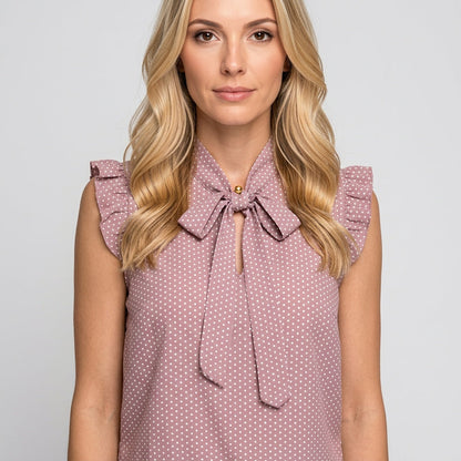 Elegante Mouwloze Blouse met Strikdetail