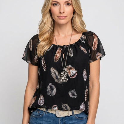 Casual Blouse met Print en Losse Pasvorm