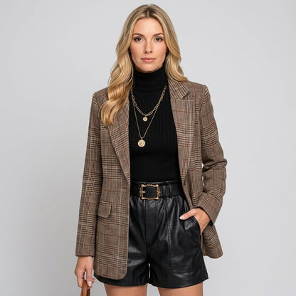 Geruite Blazer met Oversized Pasvorm voor Trendy Look