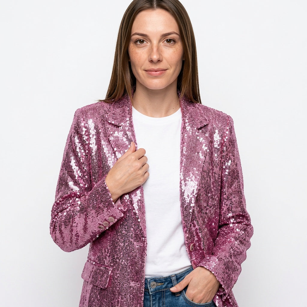 Glitter Blazer voor Feestelijke en Glamour Look