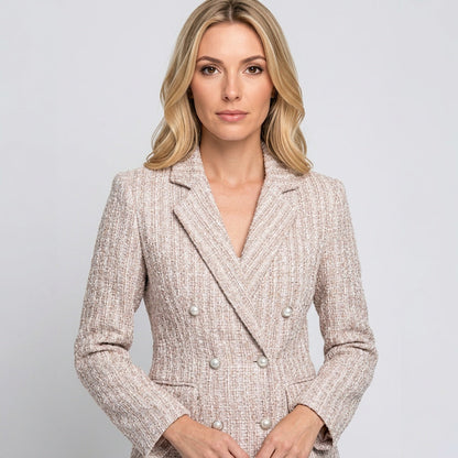 Elegante Tweed Blazer met Getailleerde Pasvorm