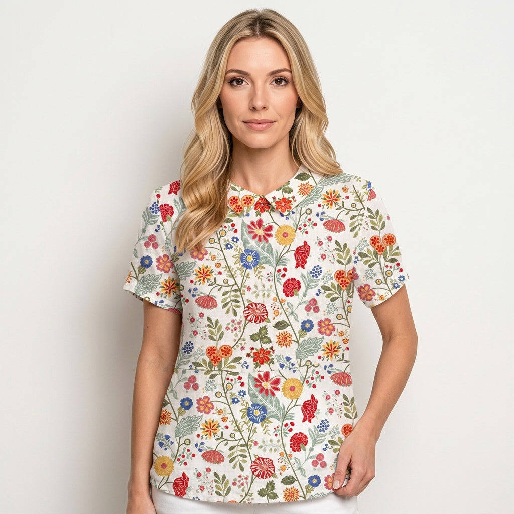 Luchtige Bloemen Blouse met Korte Mouwen
