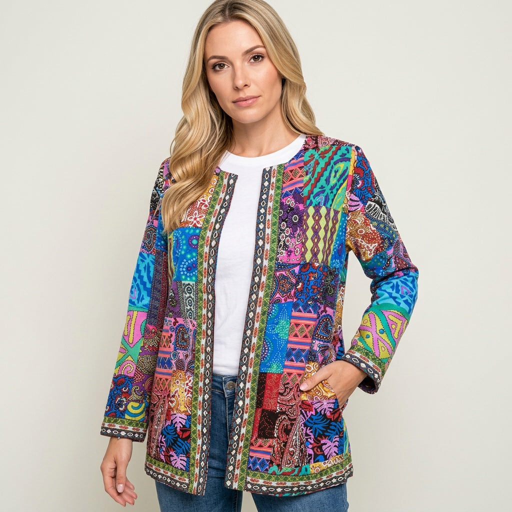 Bohemian Patchwork Jas met Kleurrijk Design