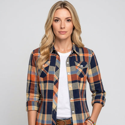 Geruite Blouse met Lange Mouwen en Casual Stijl