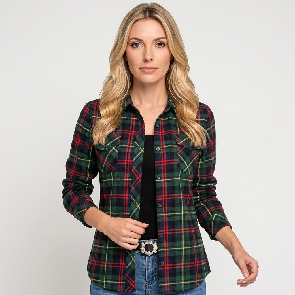 Geruite Blouse met Lange Mouwen en Casual Stijl