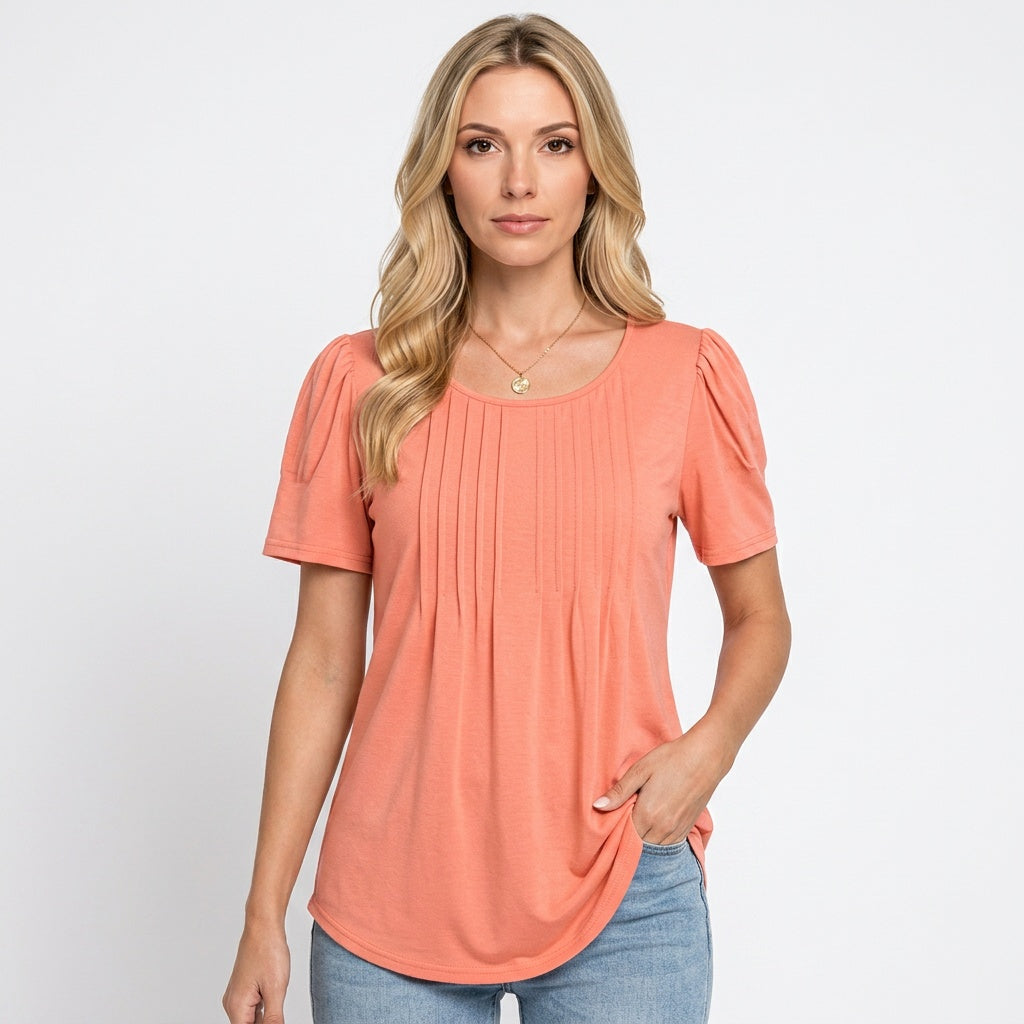 Casual T-shirt met Ronde Hals en Losse Pasvorm