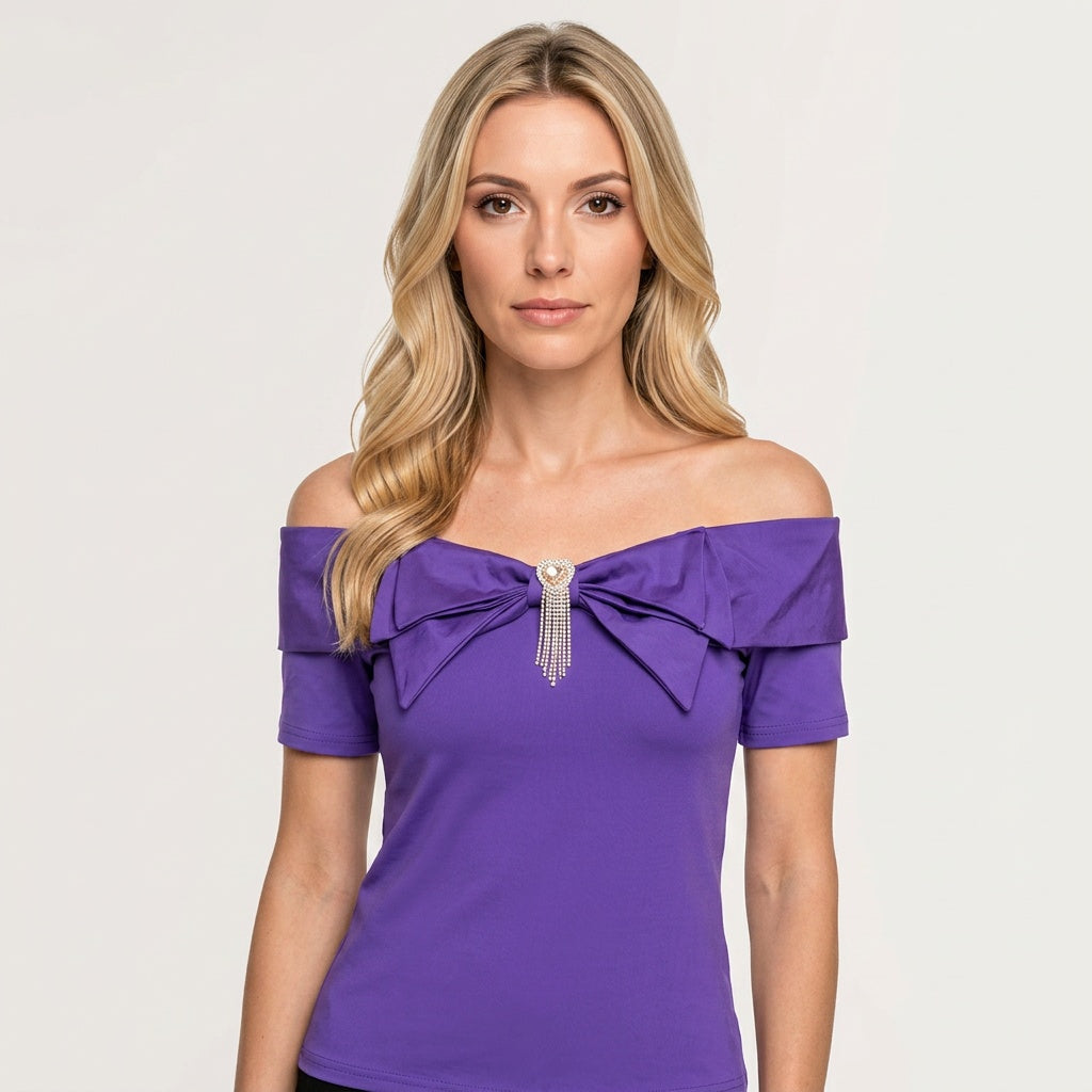 Elegante Top met Strikdetail en Off Shoulder Look