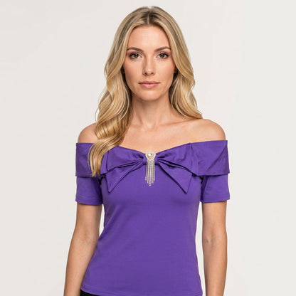 Elegante Top met Strikdetail en Off Shoulder Look