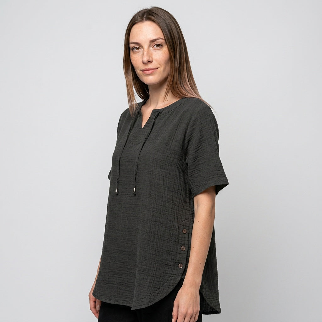 Losvallende Tuniek Top met Korte Mouwen