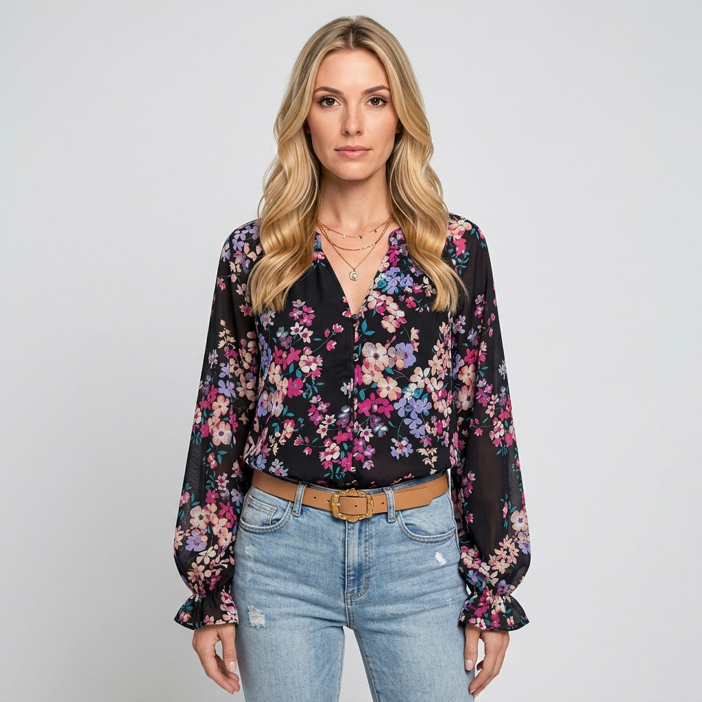 Evangeline™ Dames Blouse met Bloemenprint