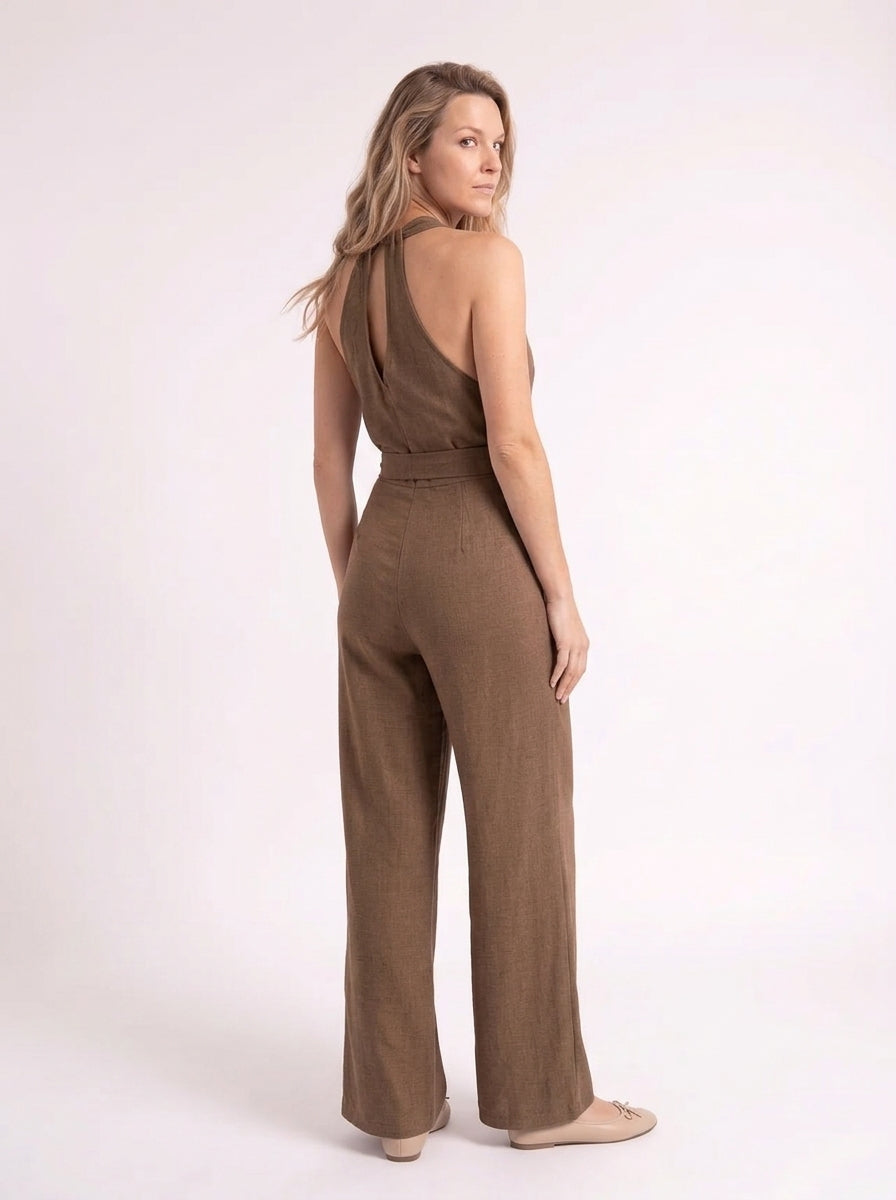 Fenna – Verfijnde Linnen Halter Jumpsuit