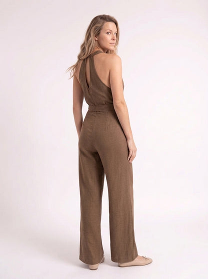 Fenna – Verfijnde Linnen Halter Jumpsuit