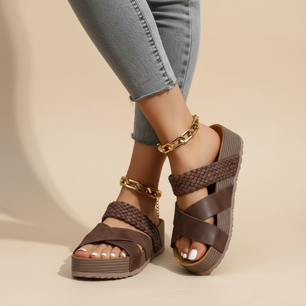 Ava sandalen in wit op een neutrale achtergrond