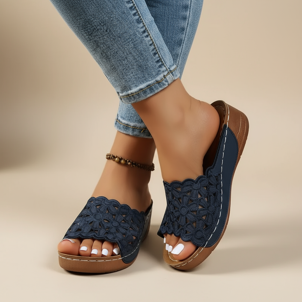 Delilah ergonomische sandalen met bloemmotief