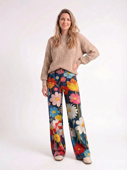 Fleur – Bloemenprint Wide Leg Jeans