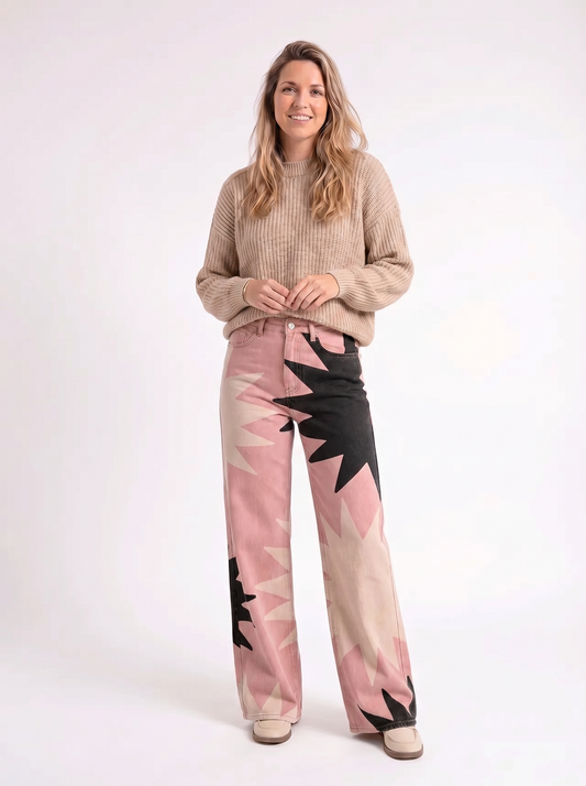 Nova – Grafische Wide Leg Jeans