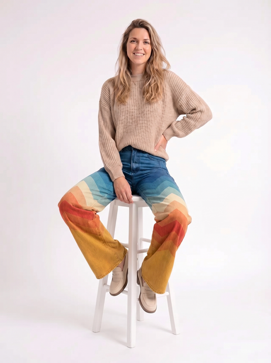 Lisa – Regenboog Wide Leg Jeans