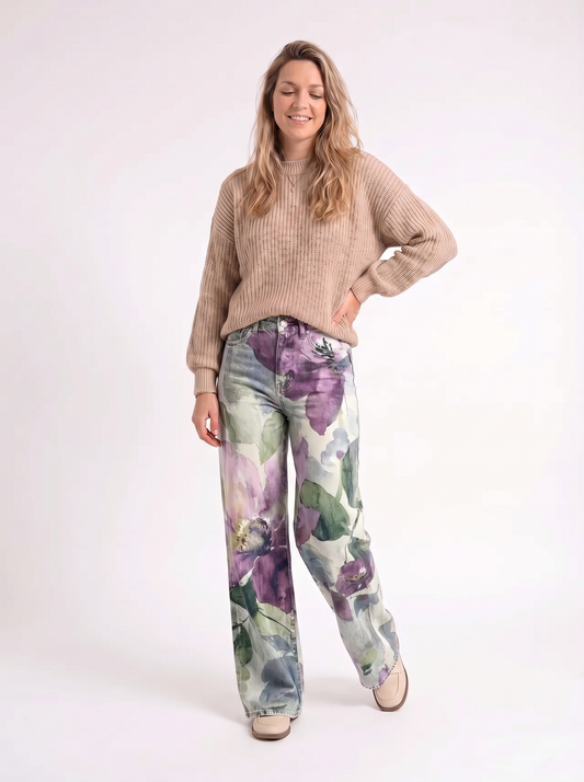Elin – Artistieke Bloemen Jeans