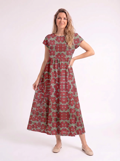 Fleur – Print Jurk Rood