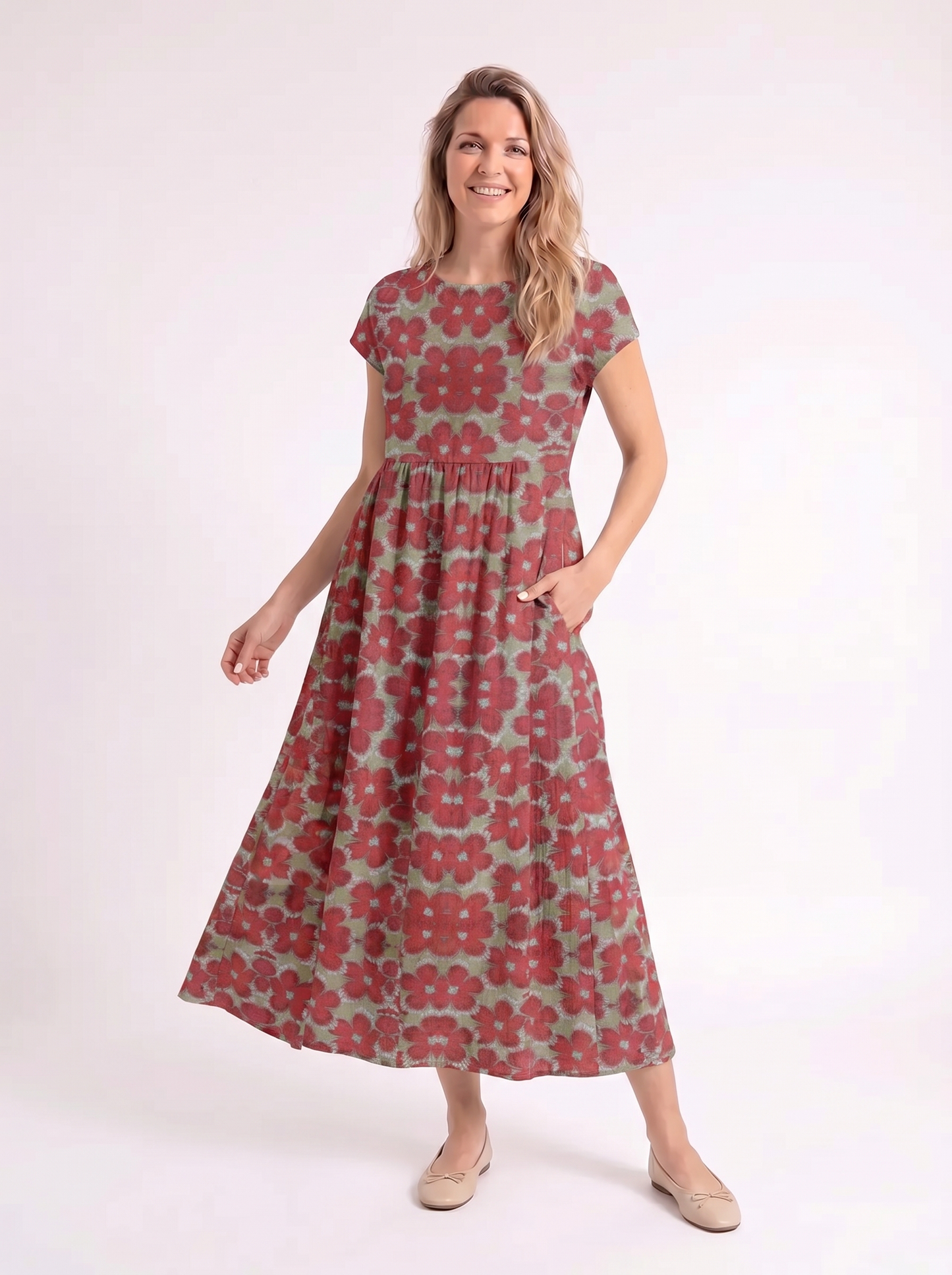 Fleur – Print Jurk Rood